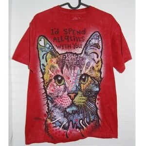 The Mountain 9 Lives t-shirt size Small 2017 Dean Russo Colorful Cat Tee